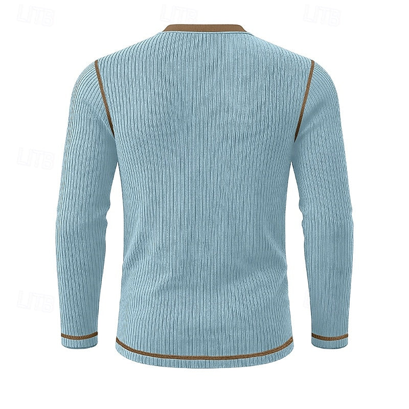 Men's ribbed long sleeve henley shirt — additional view