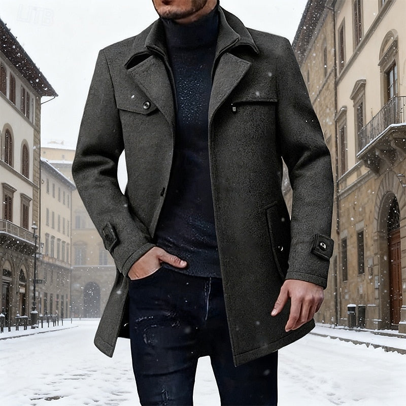 Men's tailored longline winter coat in dark grey — alternate view