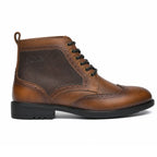 Men's burnished wingtip leather boots