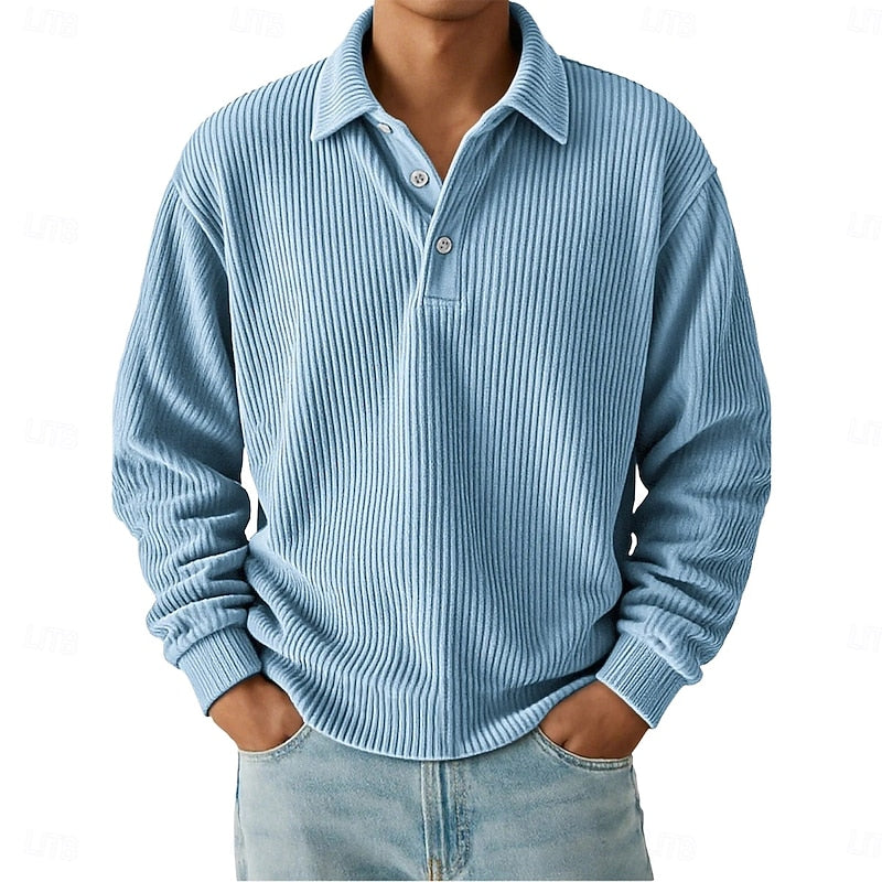 Maddox | Long Sleeve Textured Polo Shirt