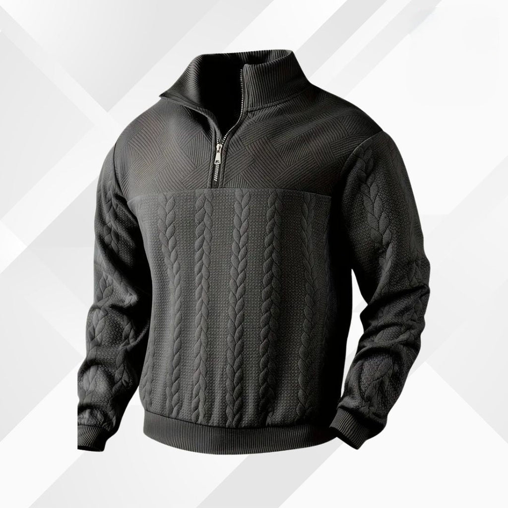 Men's half-zip cable-knit sweater — additional view