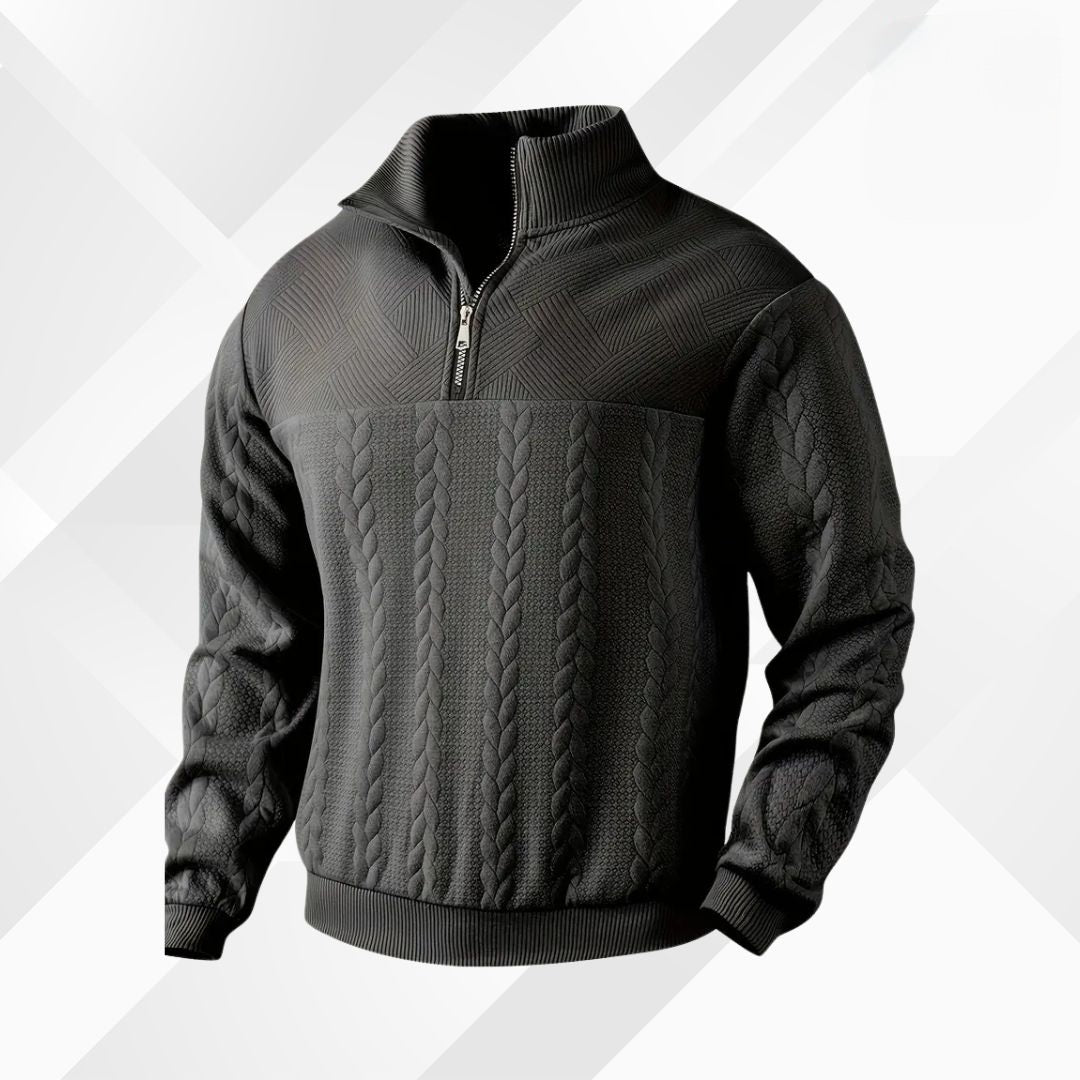 Men's half-zip cable-knit sweater — additional view