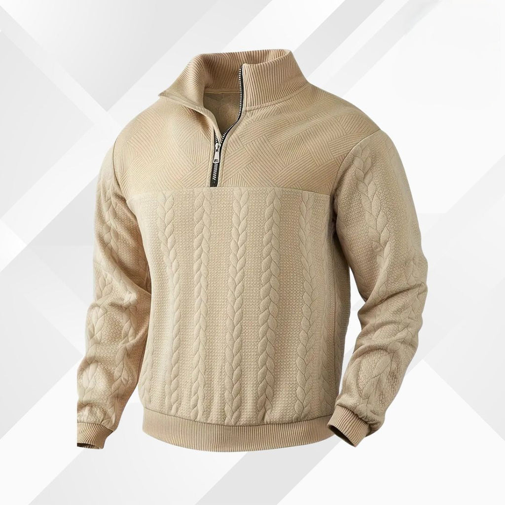Men's half-zip cable-knit sweater — alternate view