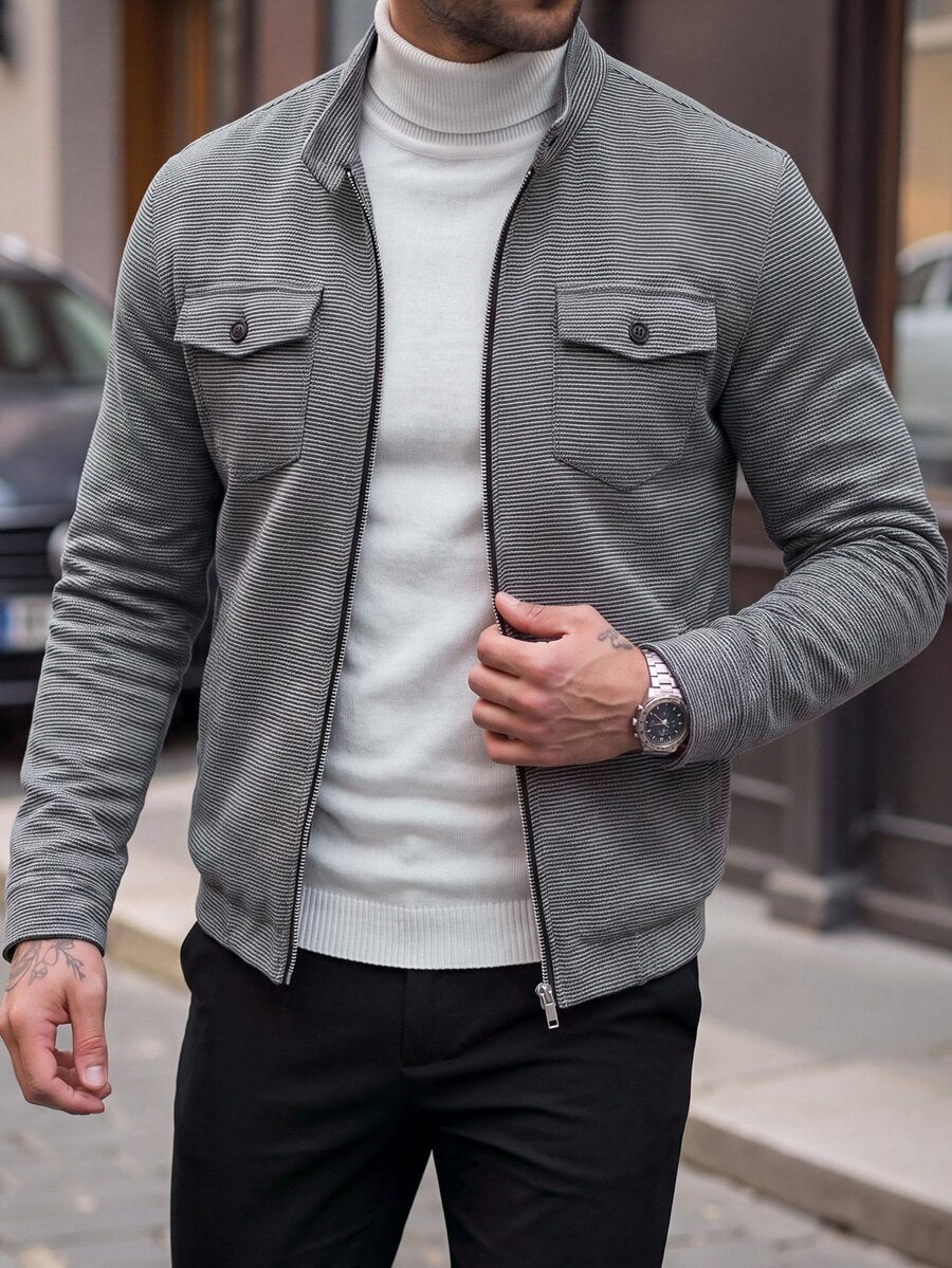 Men's teddy fleece cropped coat in grey — additional view