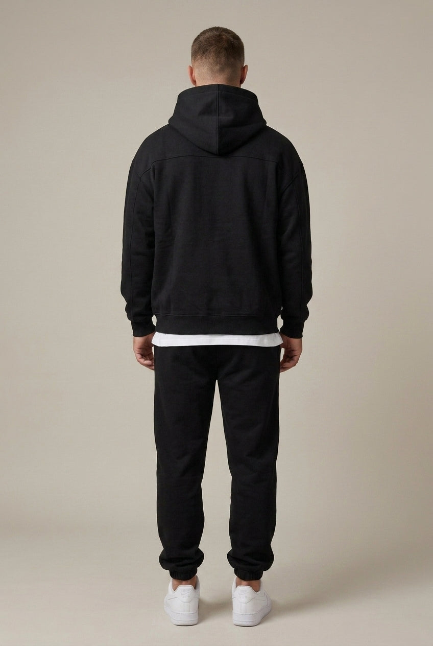 Men's two-piece oversized hoodie set — detail view