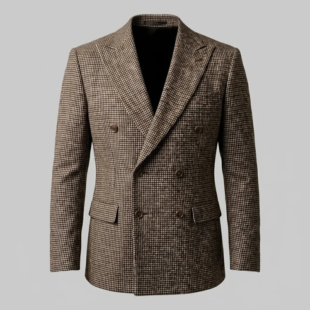 Men's double-breasted checked blazer