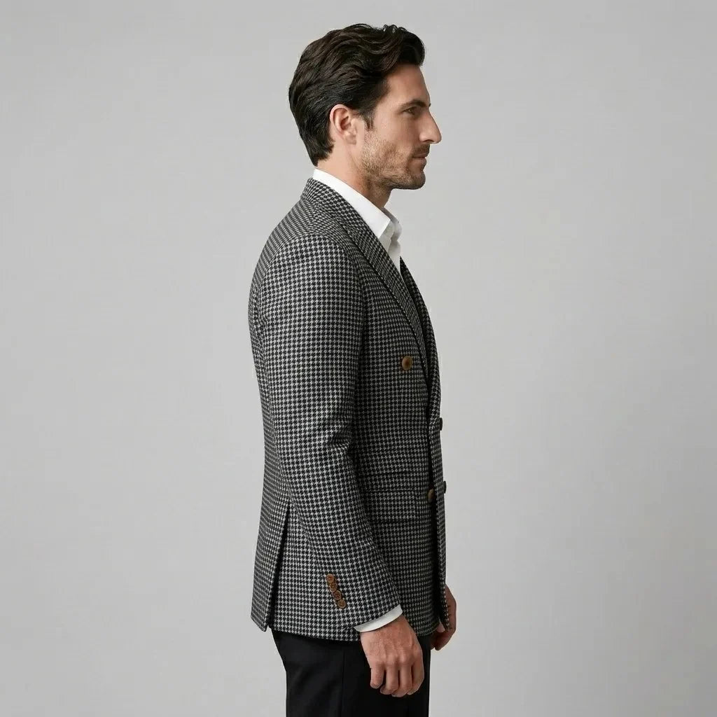 Men's double-breasted checked blazer — additional view