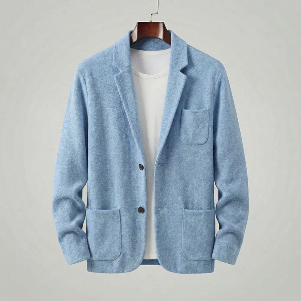 Men's lapel collar tailored fit jacket in blue — additional view