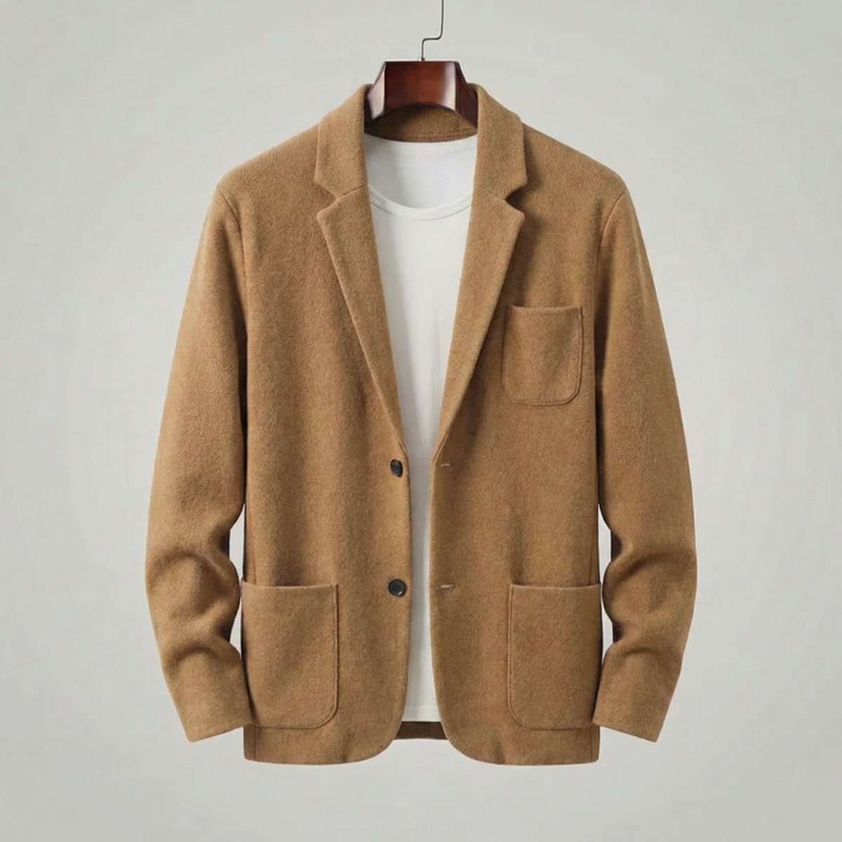 Men's lapel collar tailored fit jacket in brown — additional view