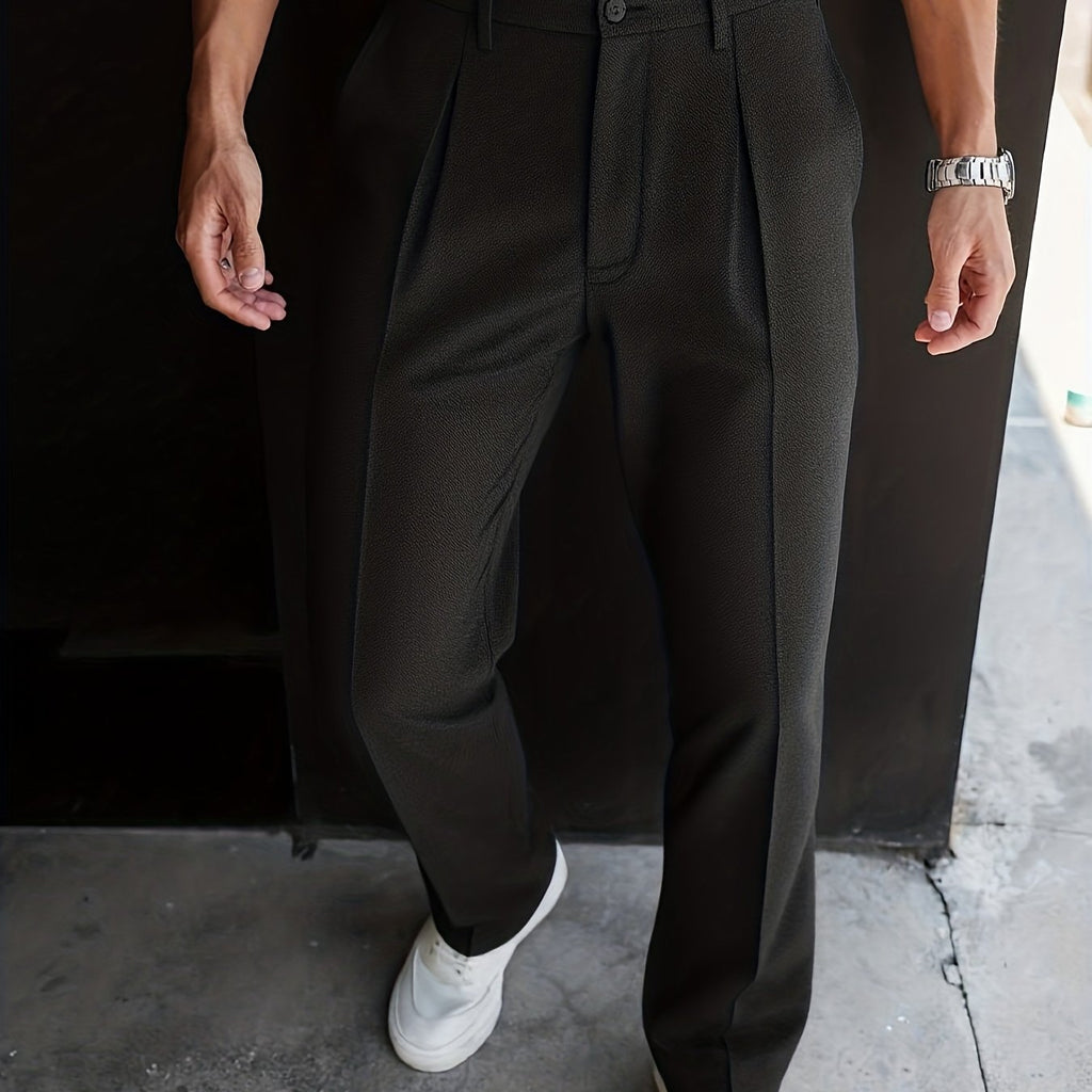 Men's straight-leg tailored pants in big black