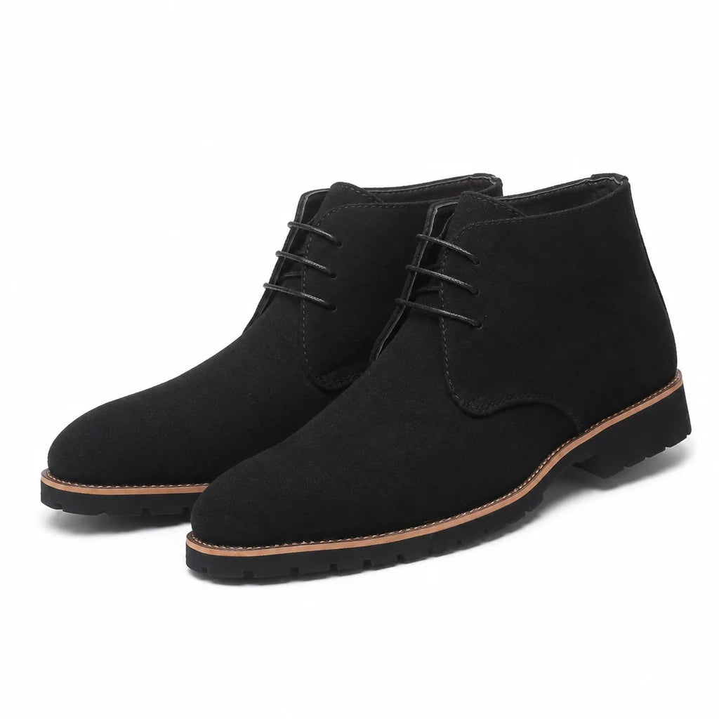 Men's suede lace-up lug sole boots in black — additional view