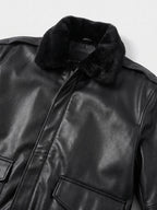 Men's padded faux leather bomber jacket — additional view