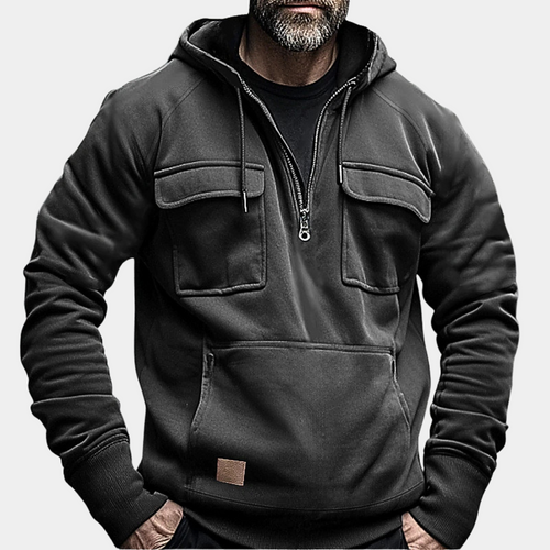 Men's fleece-lined half-zip hoodie — alternate view
