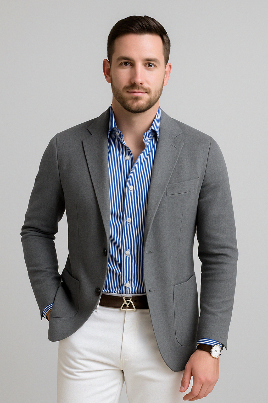 Men's lightweight casual blazer in gray — additional view