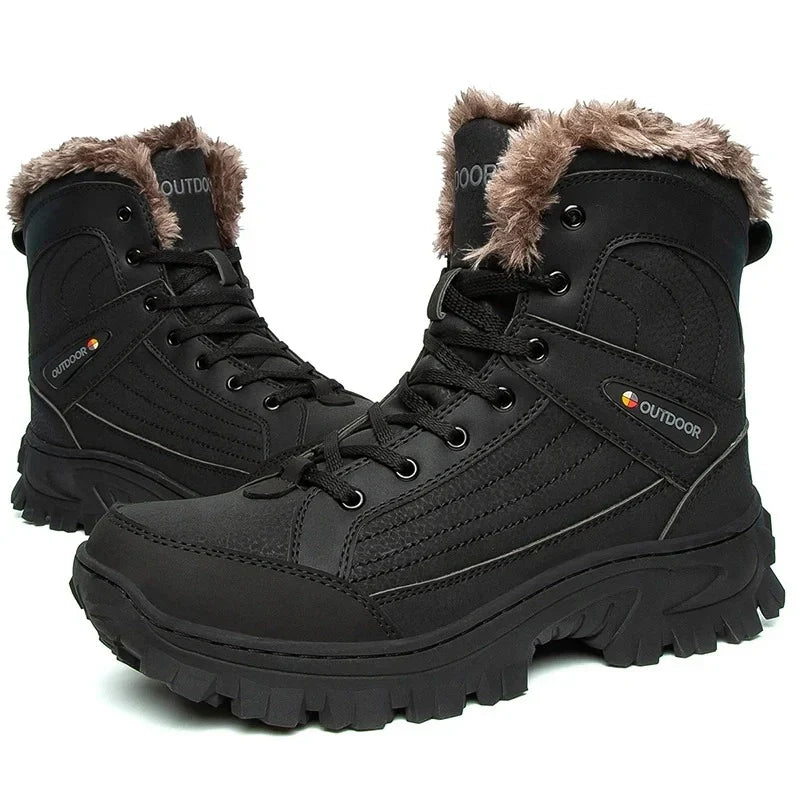 Men's waterproof fur-lined snow boots in black — additional view