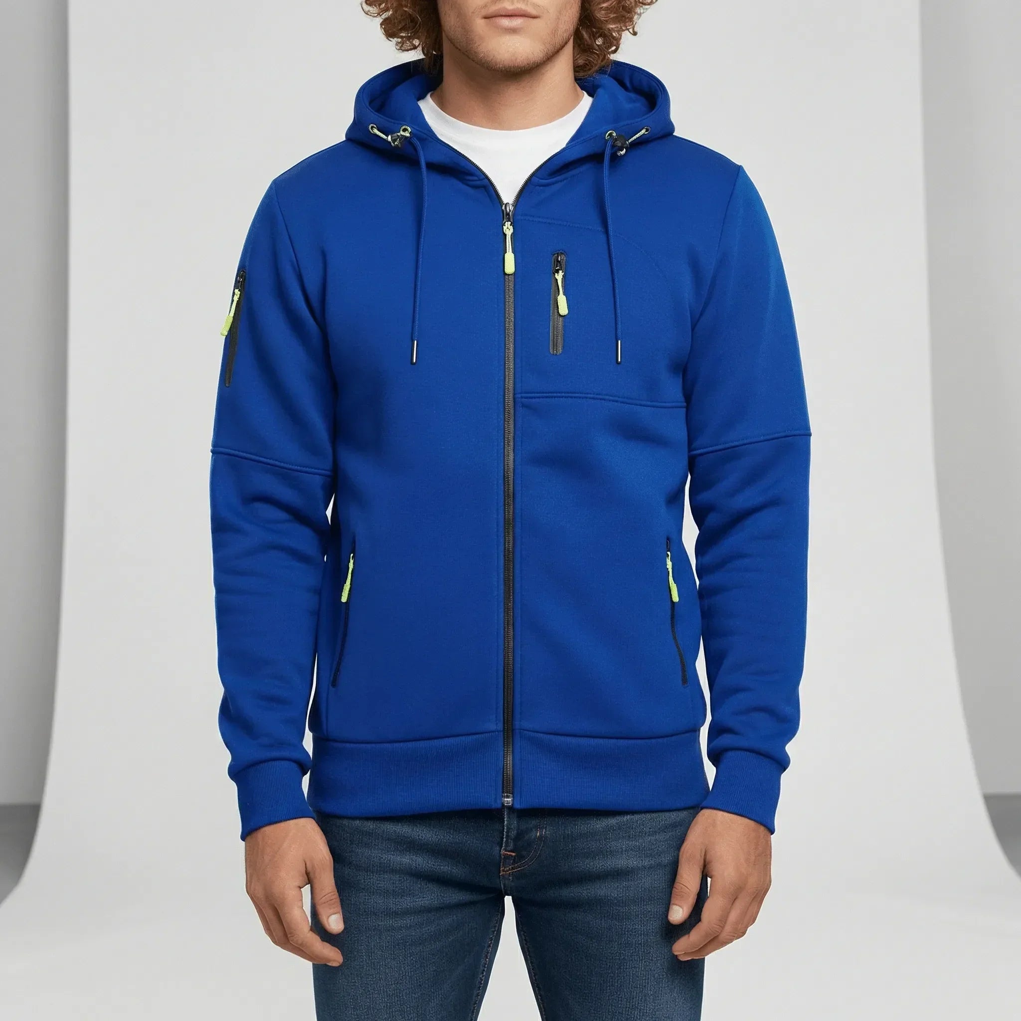 Men's zip-up hooded fleece jacket — additional view