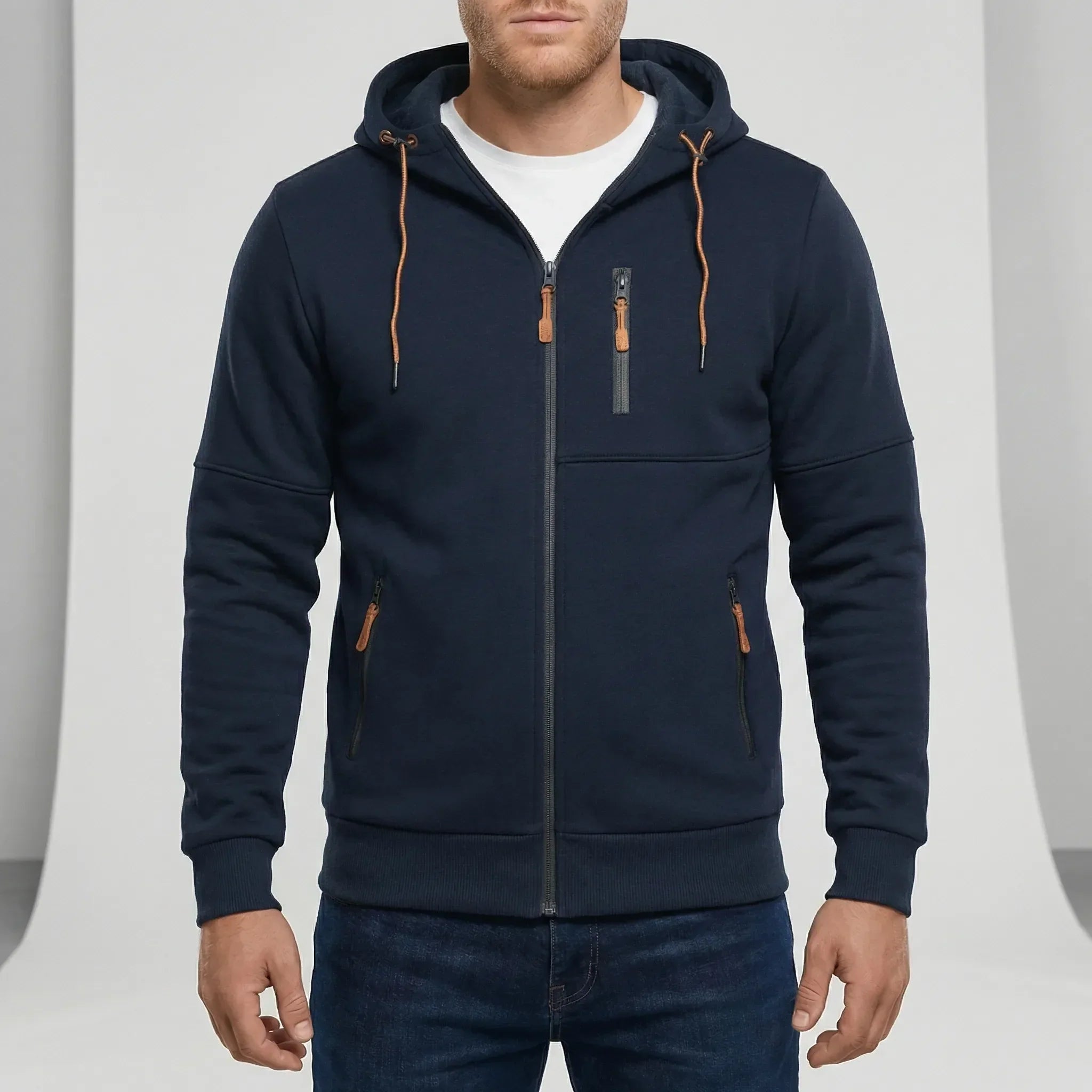 Men's zip-up hooded fleece jacket — additional view