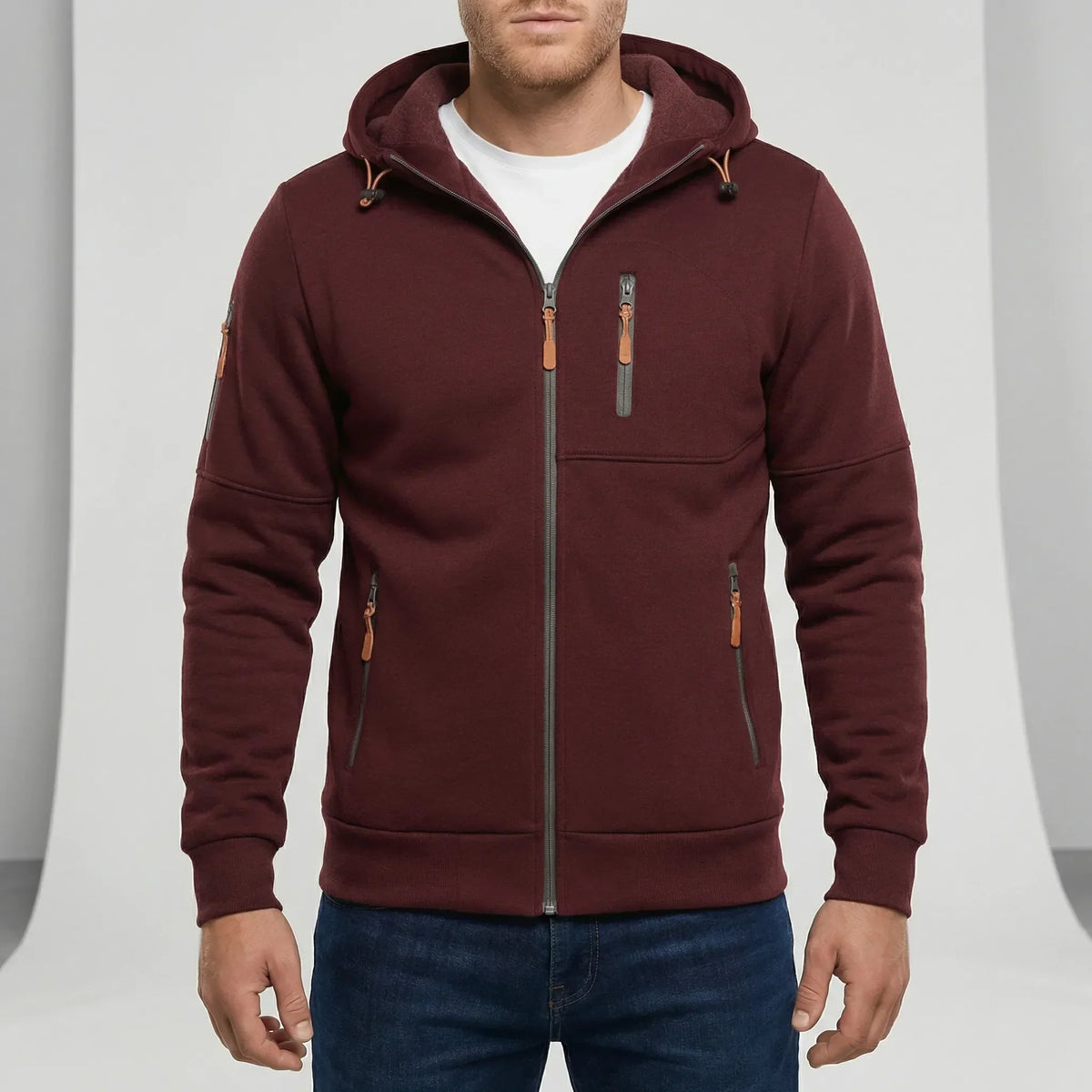 Men's zip-up hooded fleece jacket — additional view