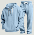 Men's half-zip waffle-knit hoodie in sky blue — additional view
