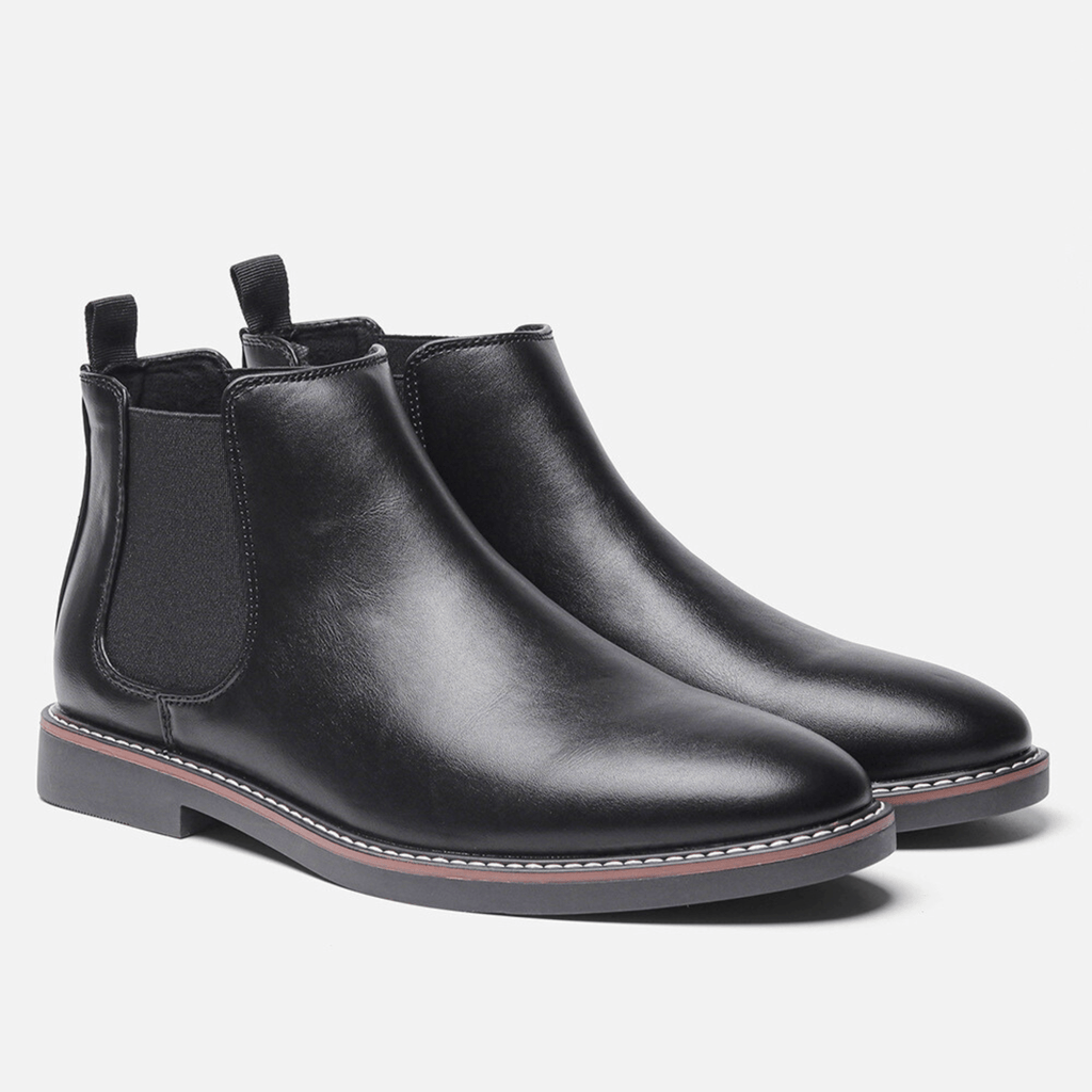 Men's leather elastic panel chelsea boots — additional view