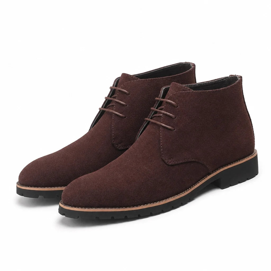 Men's suede lace-up lug sole boots in brown — additional view