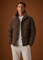 Men's oversized puffer jacket in brown
