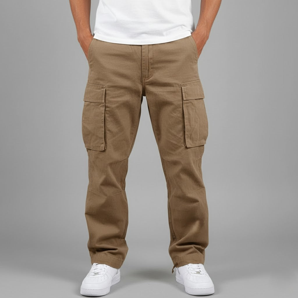 Men's relaxed-fit cargo pants in brown — alternate view