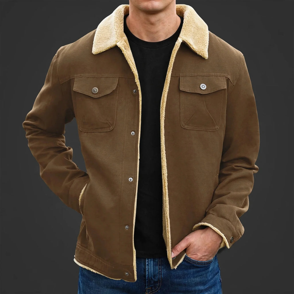 Men's sherpa-lined canvas work jacket