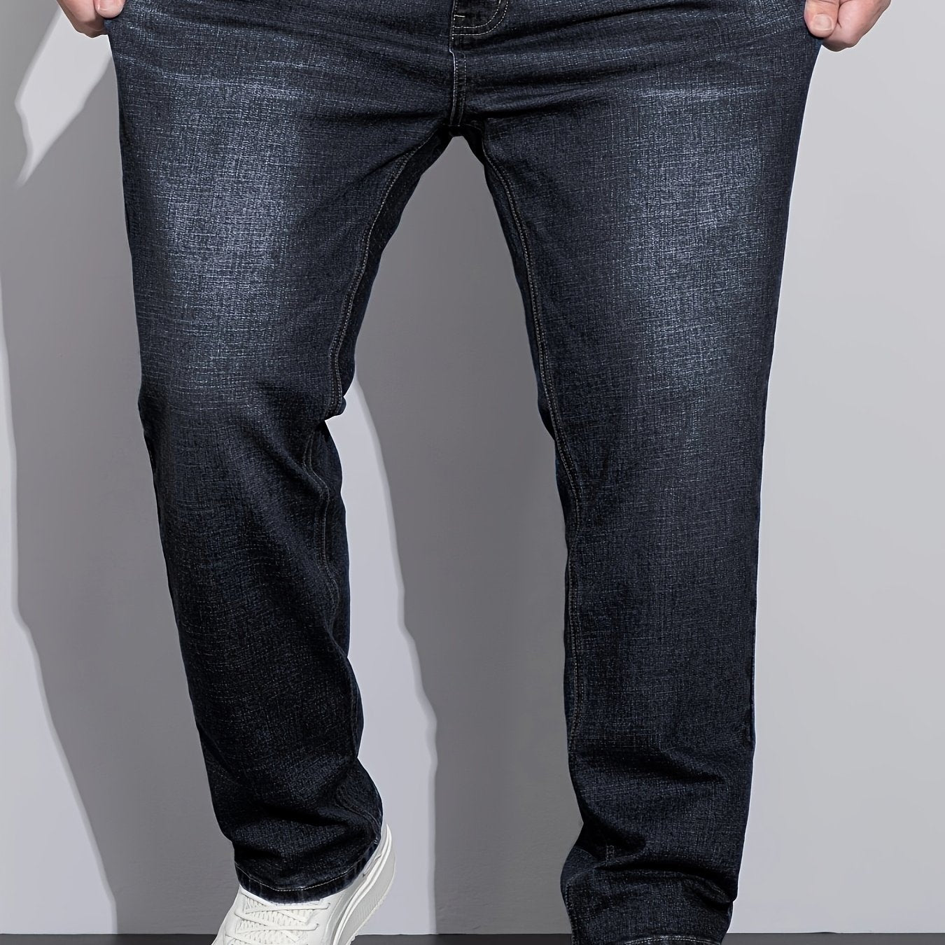 Men's straight-leg stretch denim jeans in black — additional view