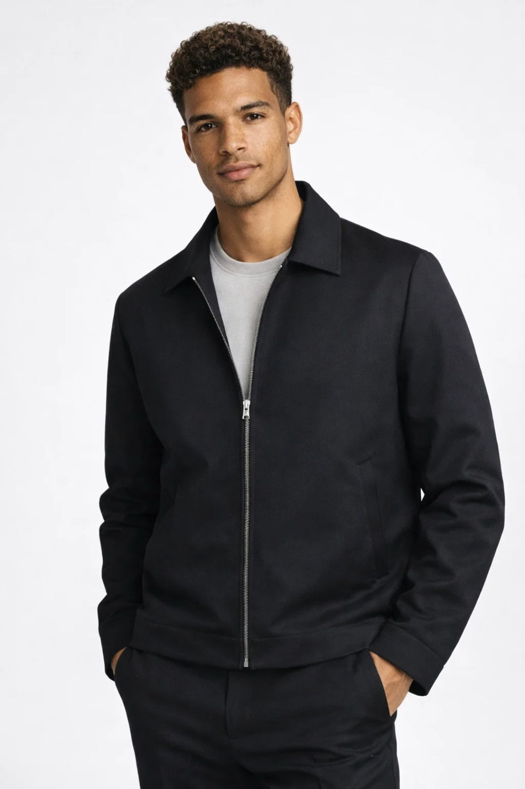 Men's slim-fit classic jacket in black