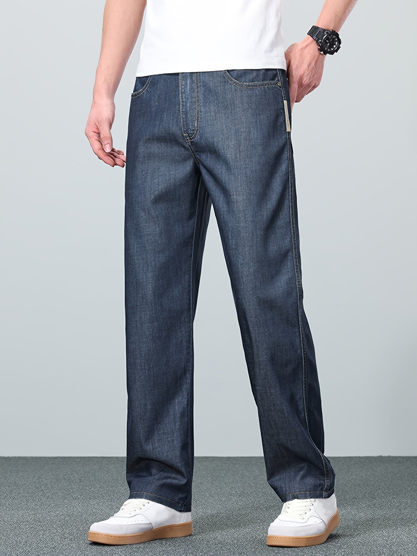 Men's straight-leg relaxed-fit jeans — additional view