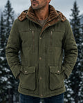 Men's insulated hooded jacket in olive