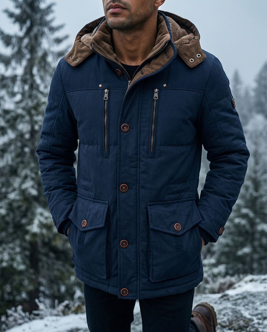 Men's insulated hooded jacket in navy — additional view