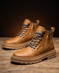 Men's goodyear welted leather work boots in tan