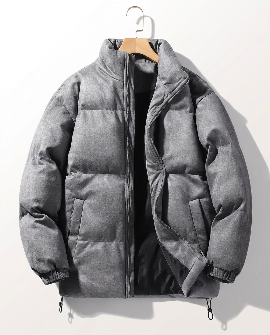 Men's lightweight quilted puffer jacket in gray