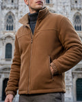 Men's fleece-lined full-zip jacket in brown