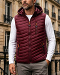 Men's windproof insulated puffer vest in wine red