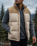 Men's wind-resistant quilted puffer vest in beige