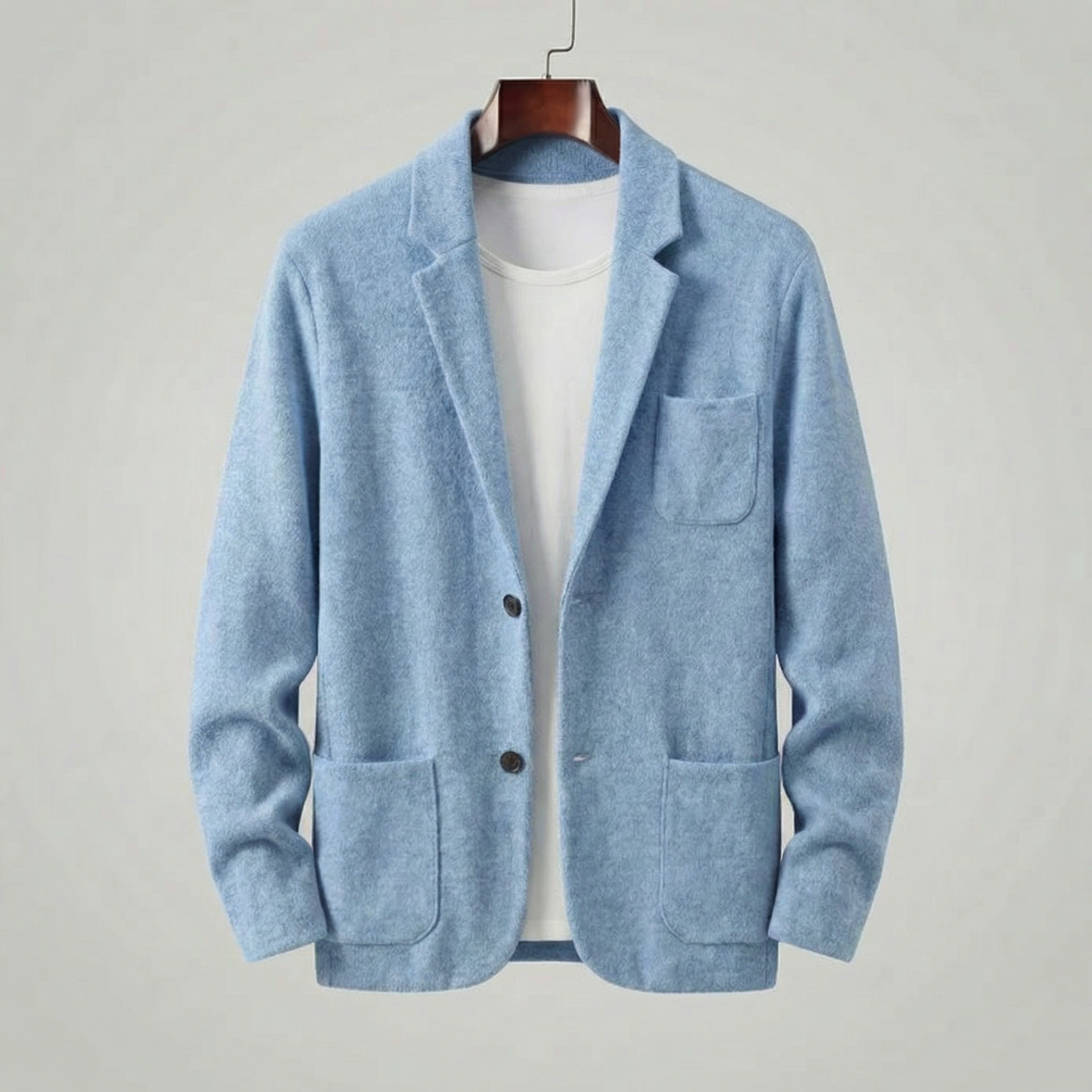 Men's lapel collar tailored fit jacket in blue — additional view