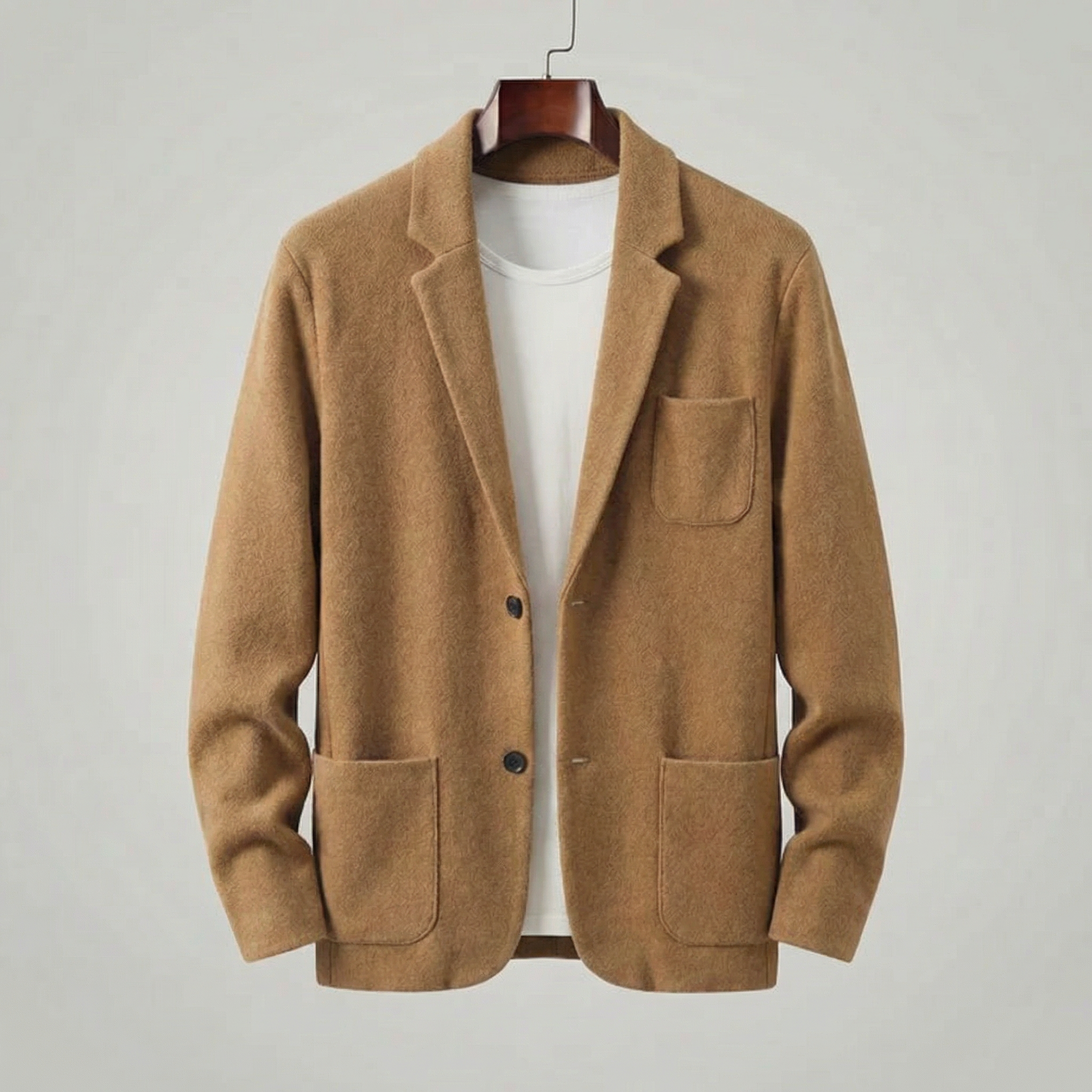 Men's lapel collar tailored fit jacket in brown — additional view