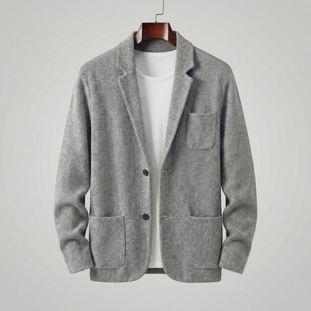 Men's lapel collar tailored fit jacket in grey — additional view