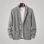 Men's lapel collar tailored fit jacket in grey — additional view