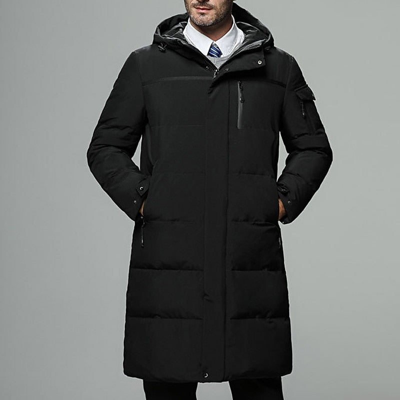 Men's hooded longline puffer coat — alternate view