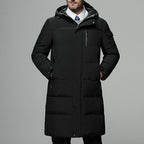 Men's hooded longline puffer coat — alternate view