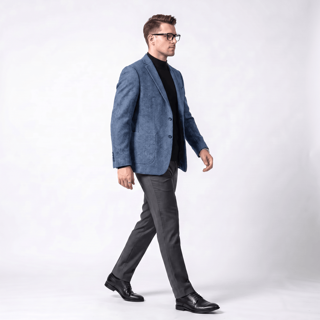 Men's herringbone notch lapel blazer — alternate view