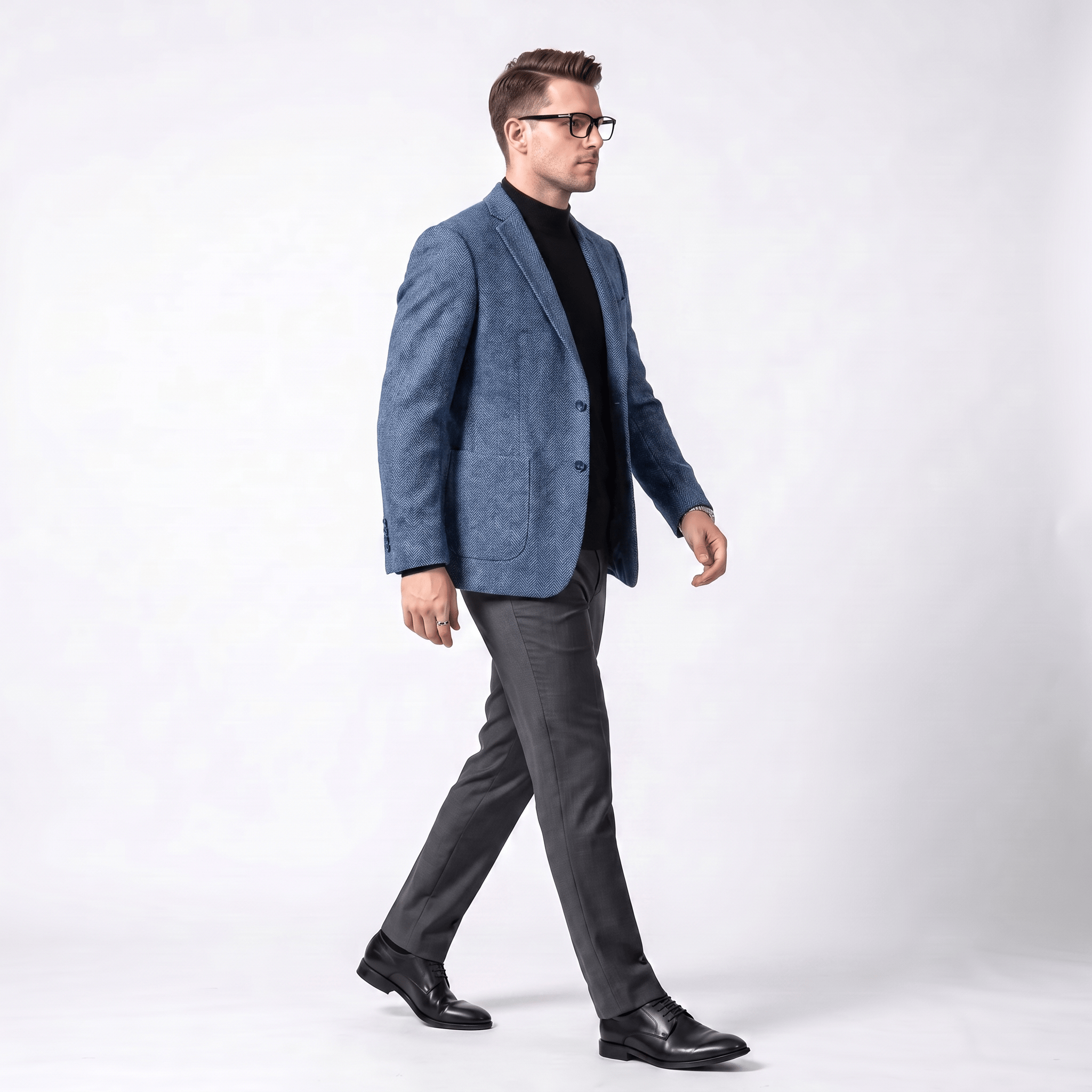 Men's herringbone notch lapel blazer — alternate view