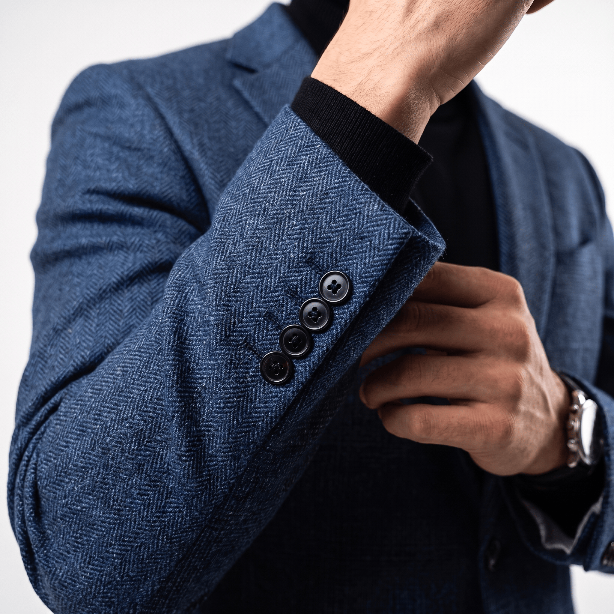Men's herringbone notch lapel blazer — additional view