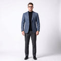 Men's herringbone notch lapel blazer in blue