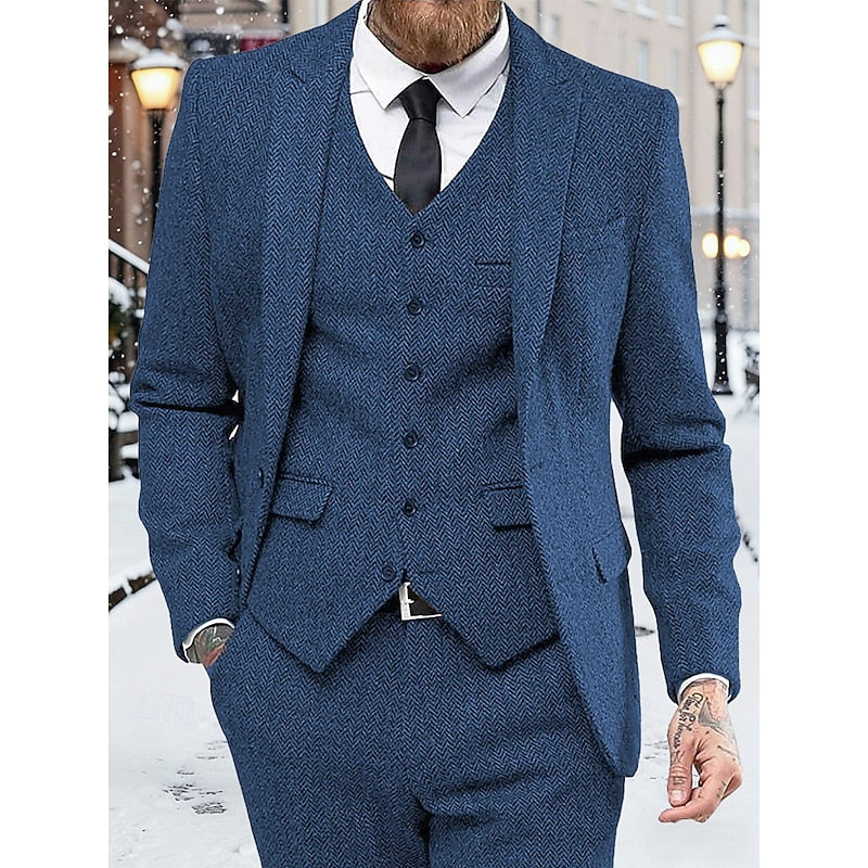 Men's three-piece knit set in royal blue