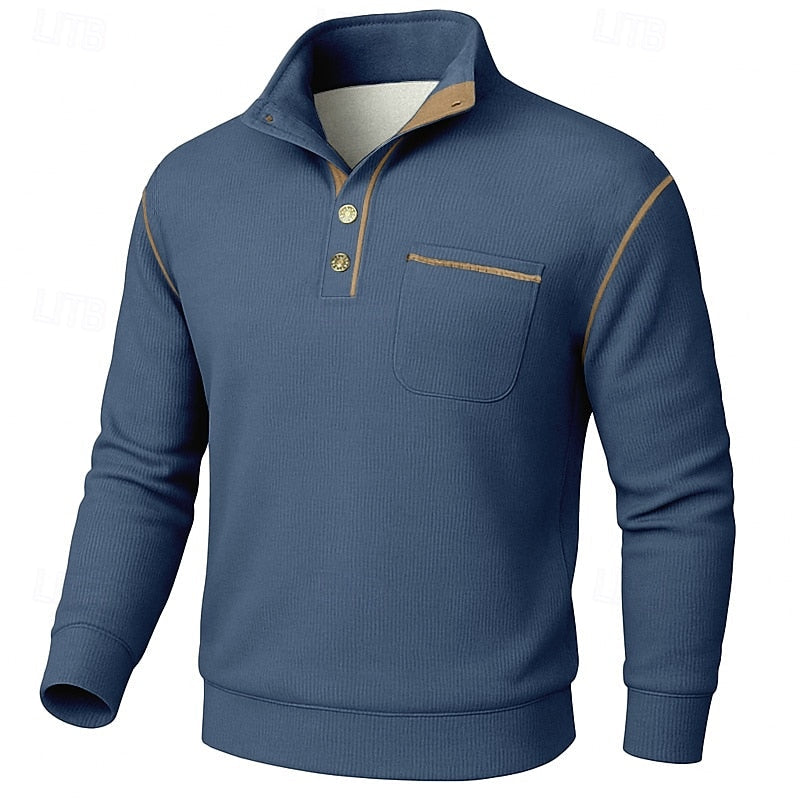 Merrick | Textured Half-Button Knit Pullover
